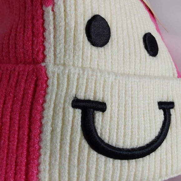 'C.C BEANIE' 'LINED POM-POM'  BEANIE 'HAPPY FACE' - Picture 4 of 15